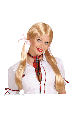 pruik, schoolmeisje blond