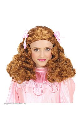 pruik, prinses bruin met lint