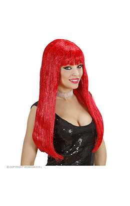 pruik, glitzy glamourpruik, rood