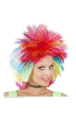 pruik, punk multi kleuren