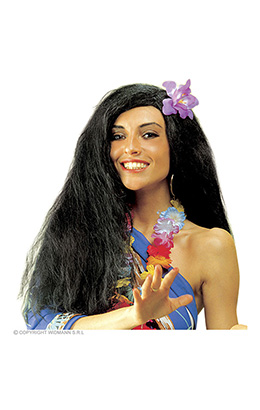 pruik, hawaiaanse met bloem(in plastic doos)