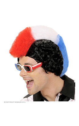 pruik, supporter frankrijk/nederland man