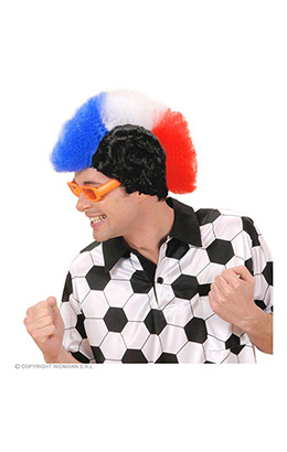 pruik, supporter frankrijk/nederland man