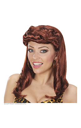 pruik pinup meisje, bruin