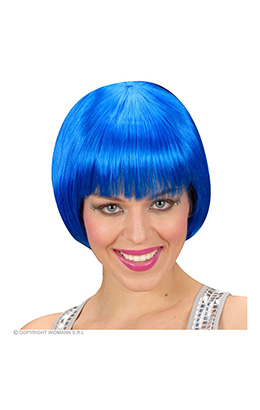 pruik, rave blauw