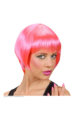 pruik, rave roze