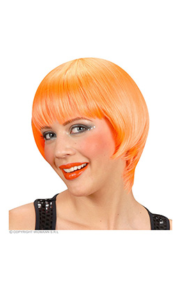 pruik, rave neon oranje