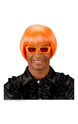 pruik, rave neon oranje