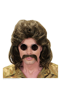pruik, 70's man bruin