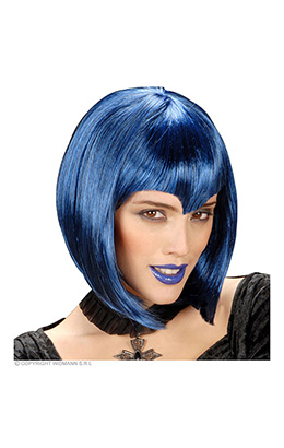pruik, gothic vamp blauw