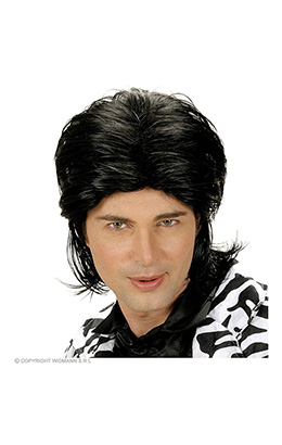 pruik, wetlook lang haar man zwart
