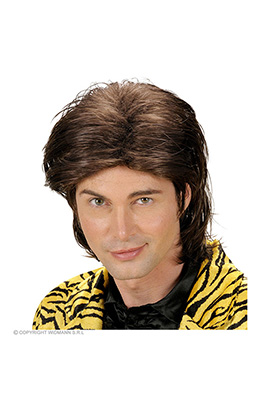 pruik, wetlook lang haar man bruin