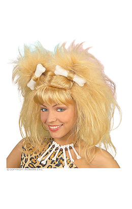 pruik, cavewoman (in plastic doos)