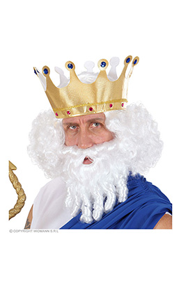 pruik, karakter met lokken en baard, wit