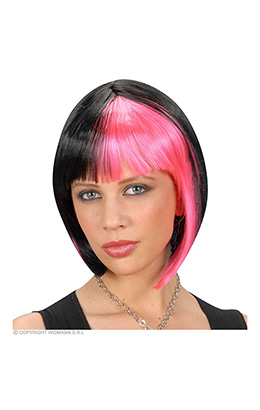 pruik, zoey zwart met rose highlights