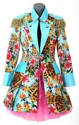 Carnavalsjasje luxe panterprint lichtblauw lang