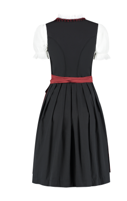 Dirndl zwart - wijnrood incl. blouse