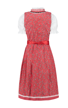Dirndl jurkje 2-delig rood wit bloemdesign