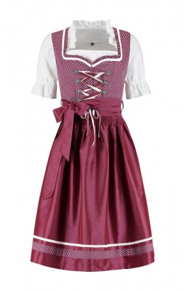 Dirndl jurkje 3-delig weinrot 100% katoen