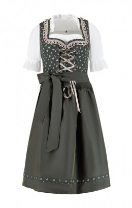 Dirndl jurkje 3-delig bosgroen 100% katoen