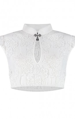 Dirndlblouse Spitze met vleugelmouwtjes en sluitingkje