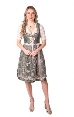 Dirndl jurkje 2-delig luxe jaquard groen-creme