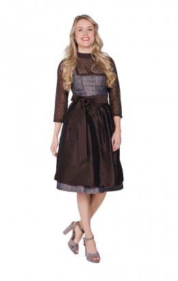 Dirndl jurkje 2-delig luxe jaquard chocolade bruin