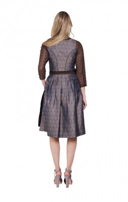 Dirndl jurkje 2-delig luxe jaquard chocolade bruin