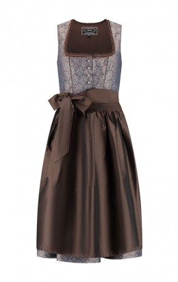 Dirndl jurkje 2-delig luxe jaquard chocolade bruin