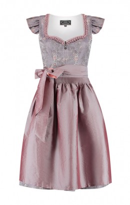 Dirndl jurkje 2-delig luxe jaquard roze/paars met afneembare mouwtjes