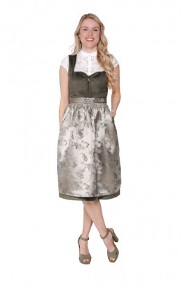 Dirndl jurkje 2-delig Jaquard velours groen