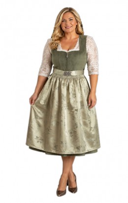 Dirndl jurkje 2-delig Jaquard velours groen