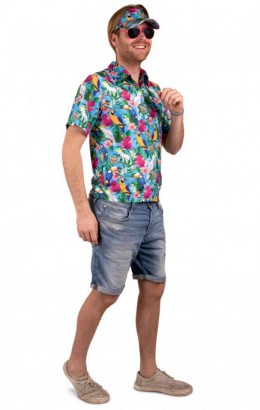 Hawaii shirt met zonneklep verkrijgbaar in 3 kleuren