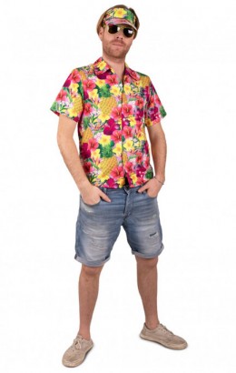 Hawaii shirt met zonneklep verkrijgbaar in 3 kleuren