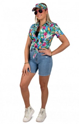 Hawaii knoop blouse met zonneklep verkrijgbaar in 3 kleuren