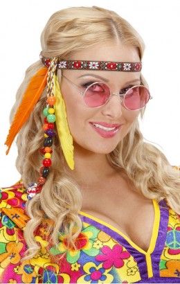 hippie hoofdband met kraaltjes en veren