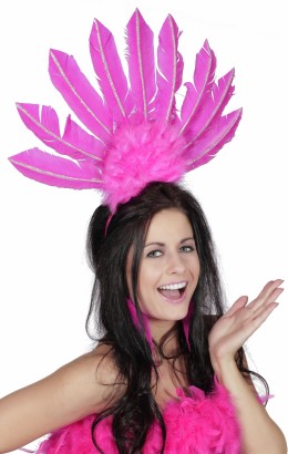 Tiara samba met veren rose