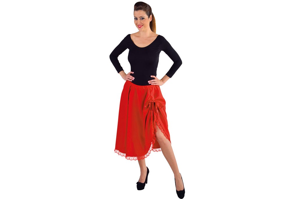 Luxe rok met kant en strik rood