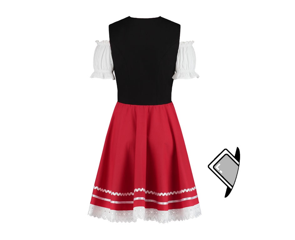 Dirndl jurkje 2-delig zwart-rood