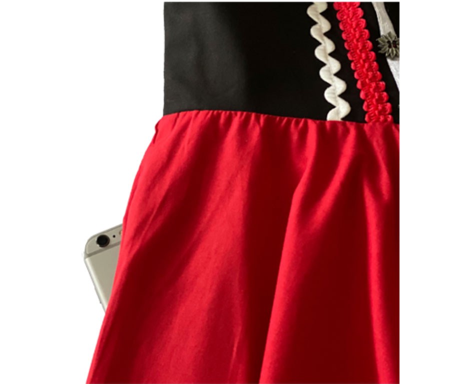 Dirndl jurkje 2-delig zwart-rood