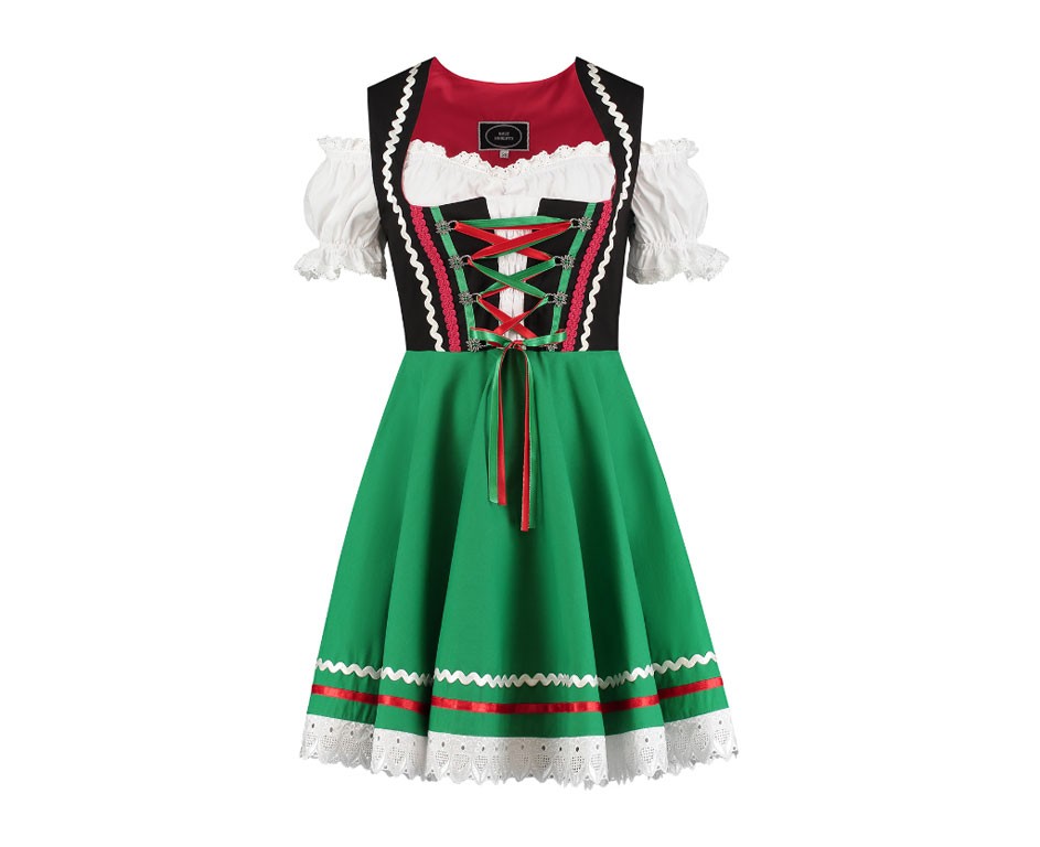 Dirndl jurkje 2-delig zwart-groen