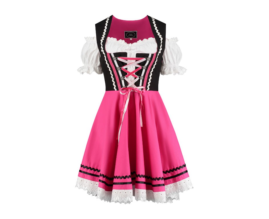 Dirndl jurkje 2-delig zwart-roze