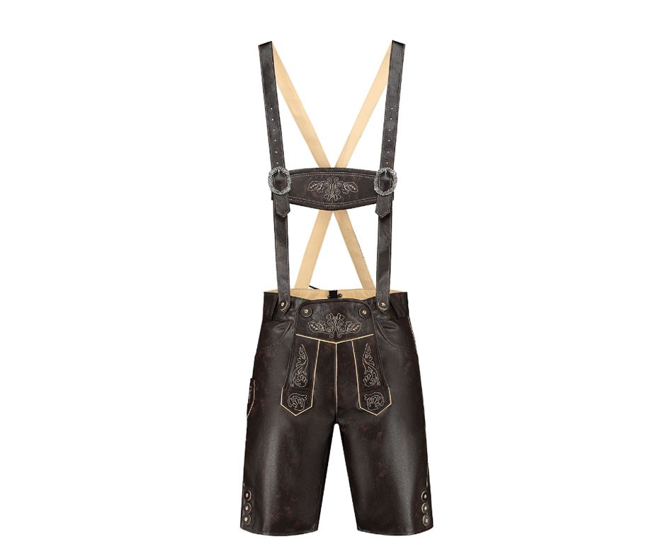 Lederhose bruin kort imitatie-leer