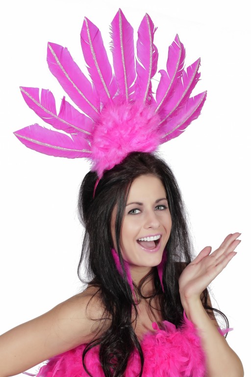 Tiara samba met veren rose